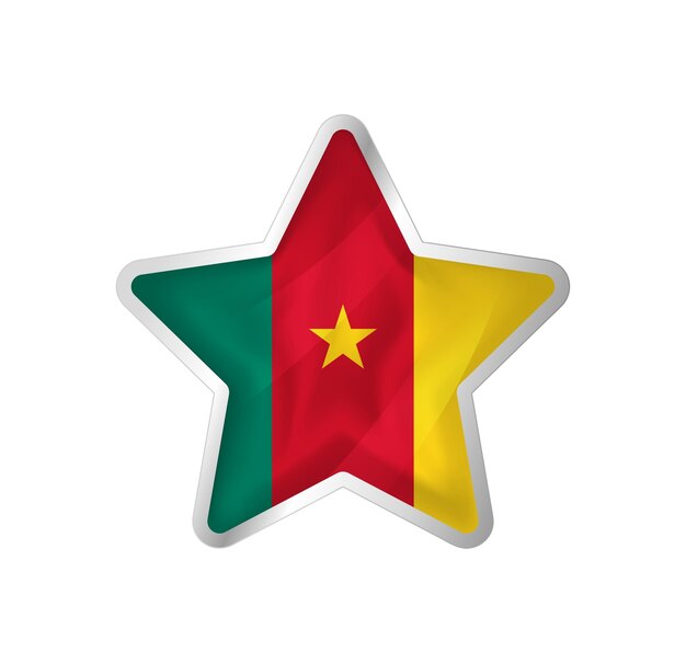 Cameroon flag in star. Button star and flag template. Easy editing and vector in groups.