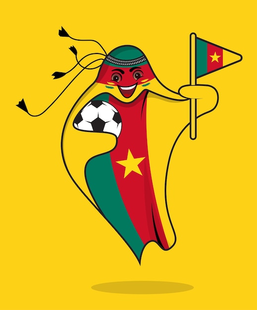 cameroon flag with mascot world cup vector.