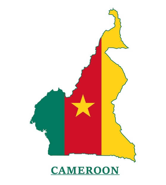 Cameroon National Flag Map Design, Illustration Of Cameroon Country Flag Inside The Map