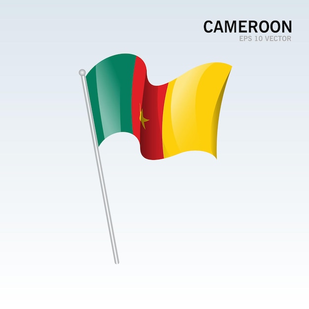 Cameroon waving flag isolated on gray