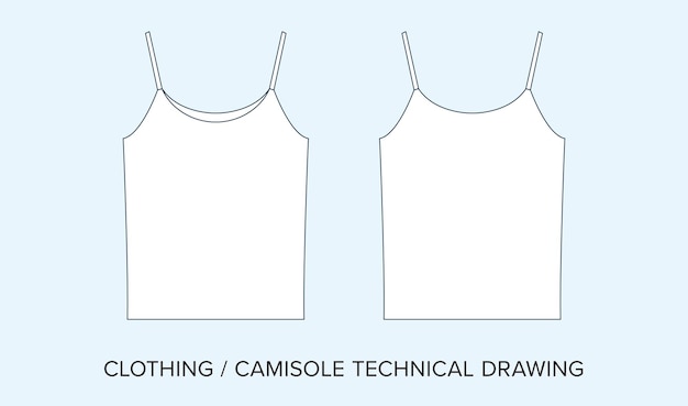 Vector camisole technical drawing apparel blueprint for fashion designers