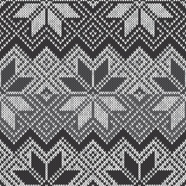 Camouflage Style Knitted Pattern Seamless Knitting Texture with Shades of Gray Colors