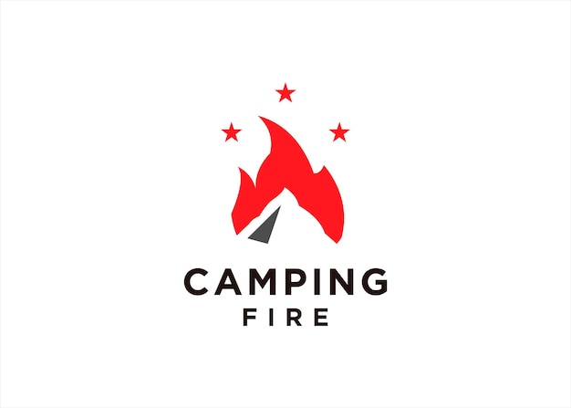 camp fire mountain logo design