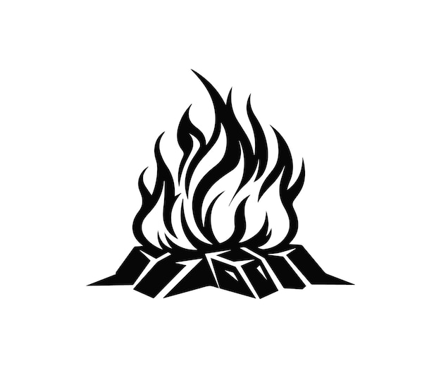 Camp fire silhouette vector illustration