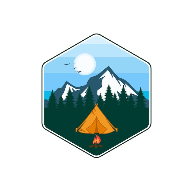 Camp vector logo, outdoor forest camping premium logo vector