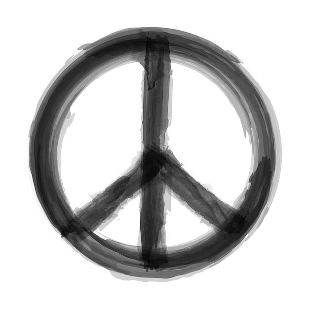 The Campaign for Nuclear Disarmament CND Symbol Realistic watercolor painting design Black color grunge style Vector