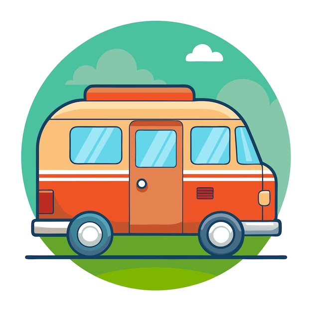 Vector camper car clipart cartoon style vector illustration