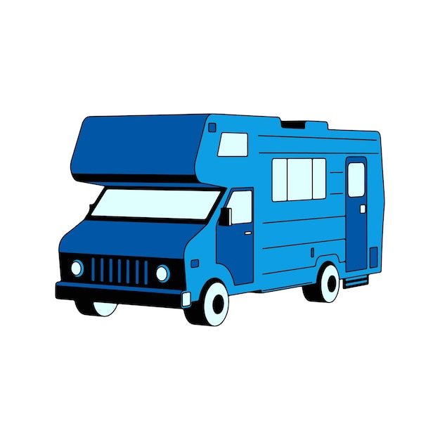 Camper trailer print coloring illustration vector