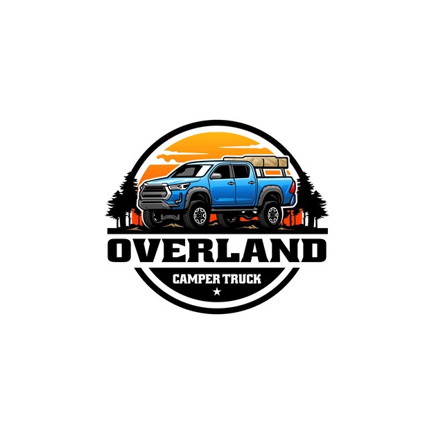 Vector camper truck overland vehicle logo vector