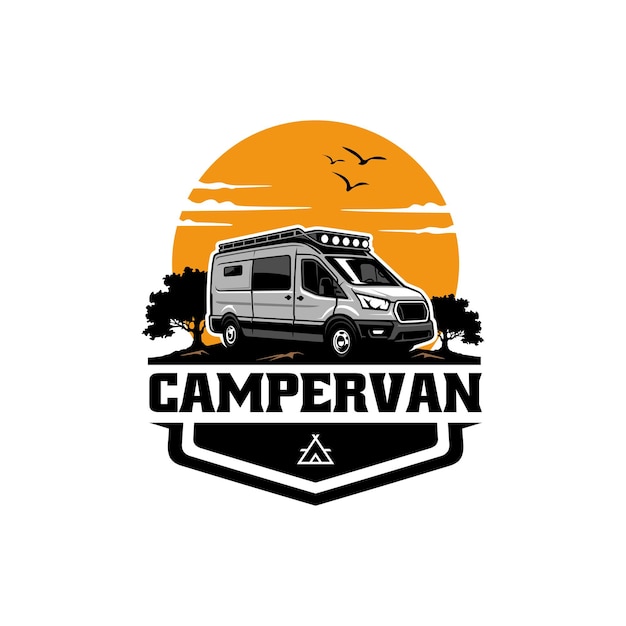 Camper van  caravan  motor home isolated logo vector