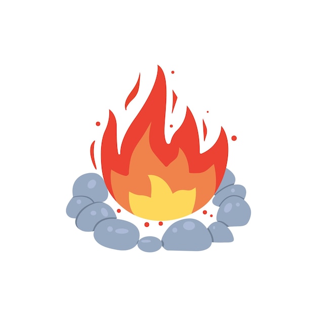 Campfire icon Burning bonfire vector Firewood flames burn fireplace cartoon illustration