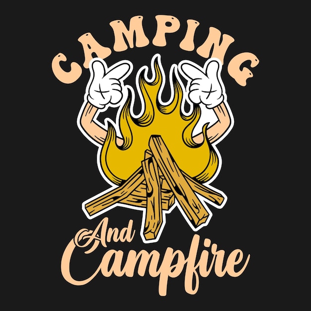 Campfire illustration cartoon t shirt design