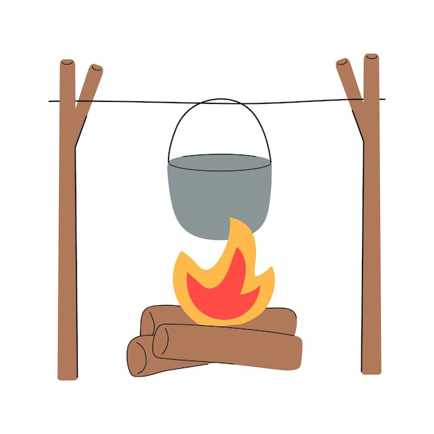 Campfire vector flat Illustration Camping Equipment