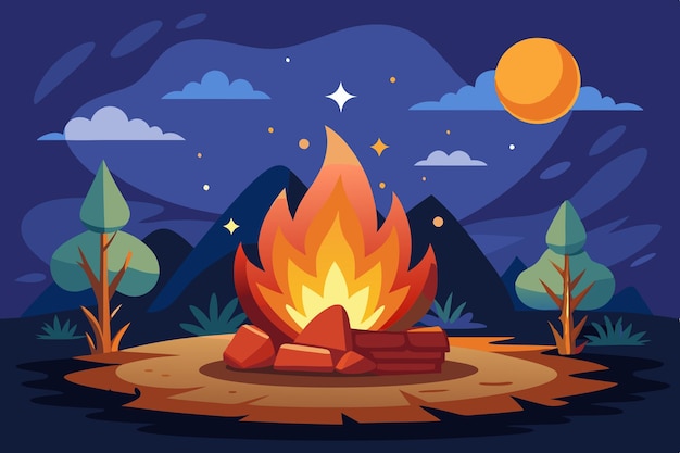 Vector a campfire with a campfire in the middle of it