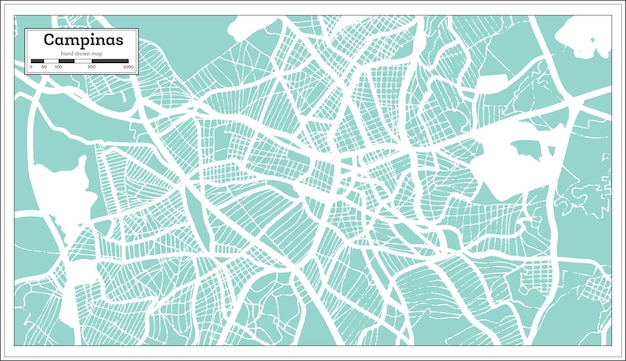 Campinas Brazil City Map in Retro Style. Outline Map. Vector Illustration.