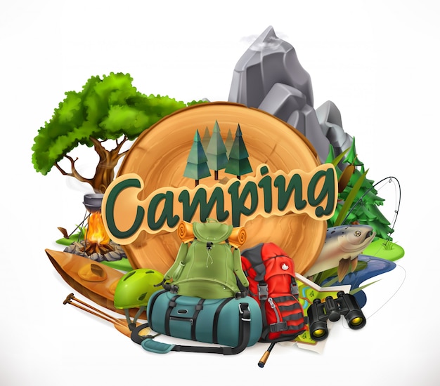 Camping, 3d  emblem