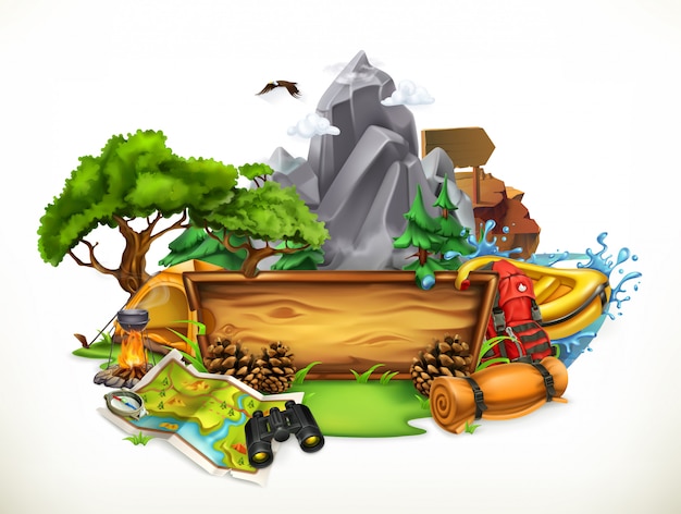 Camping and adventure, 3d  illustration