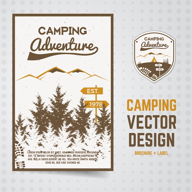 Camping adventure flyer with illustration of forest. National park