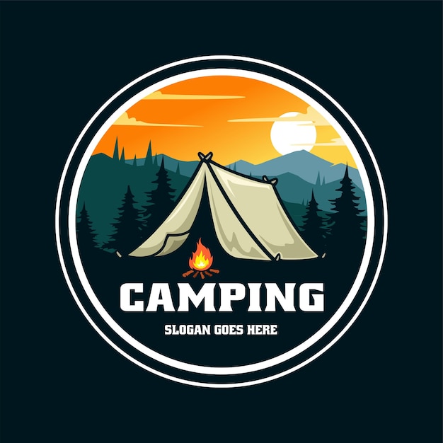 camping and adventure illustration logo vector badge