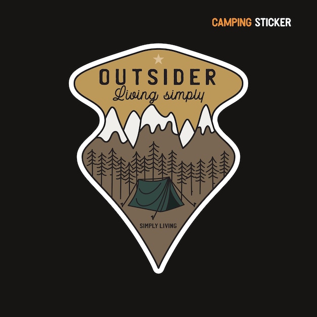 camping adventure sticker design. travel hand drawn emblem