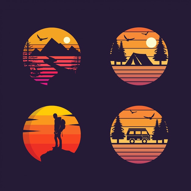 camping, adventure, travel silhouette collection