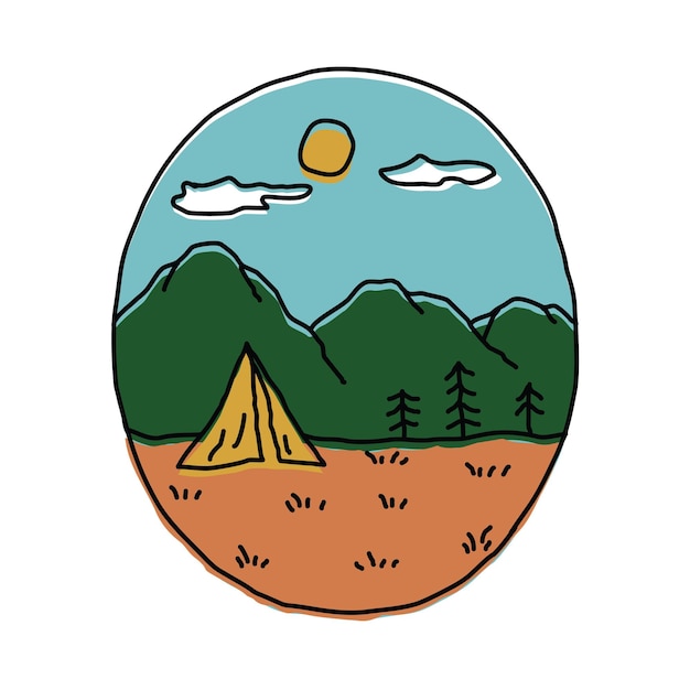 Camping adventure with beauty nature graphic illustration vector art t-shirt design