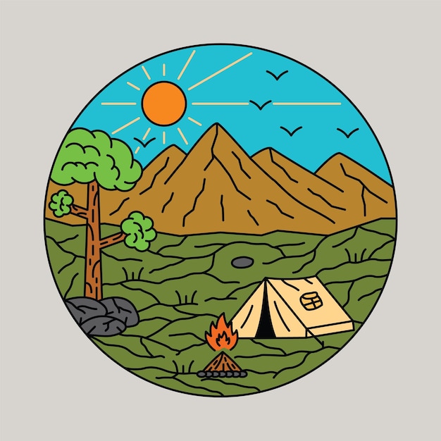 Camping alone outdoor graphic illustration vector art tshirt design