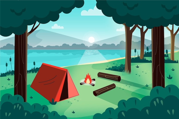 Camping area landscape concept