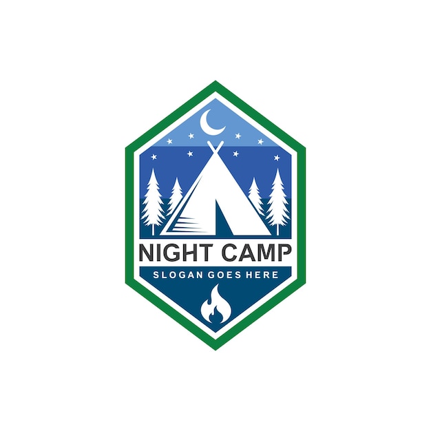 Camping badge logo design in vector