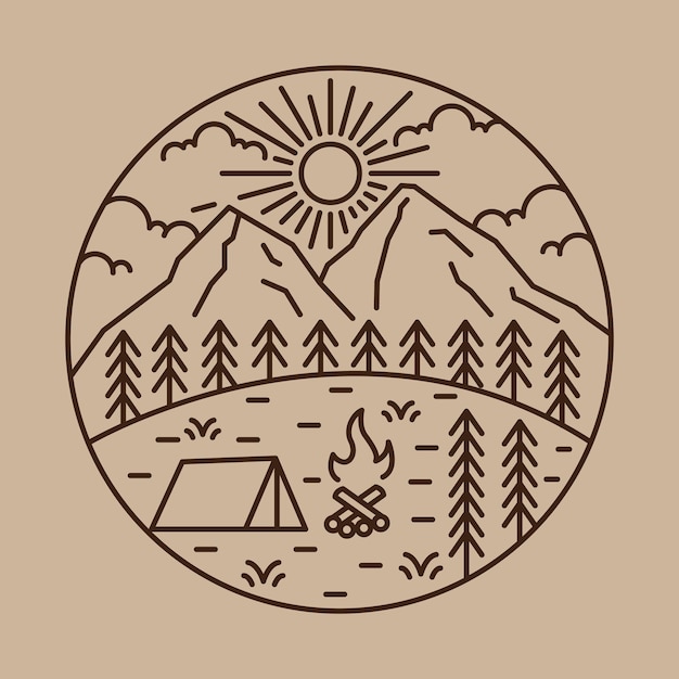 Camping in beauty nature graphic illustration vector art tshirt design