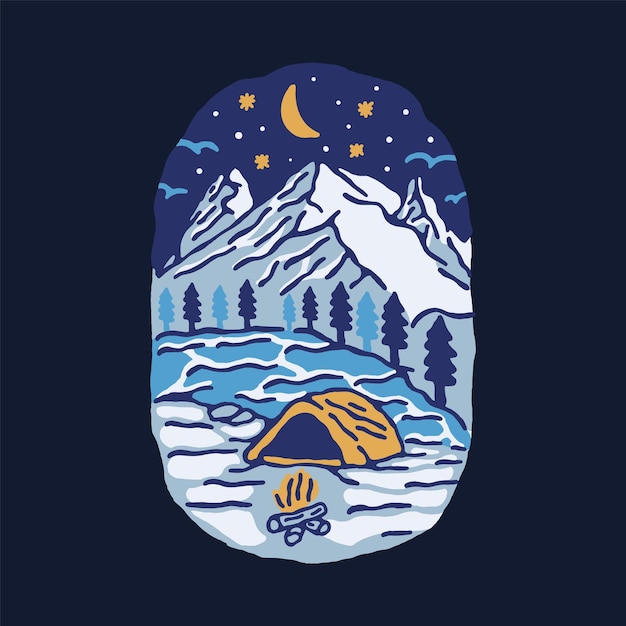 Camping at beauty nature graphic illustration vector art tshirt design