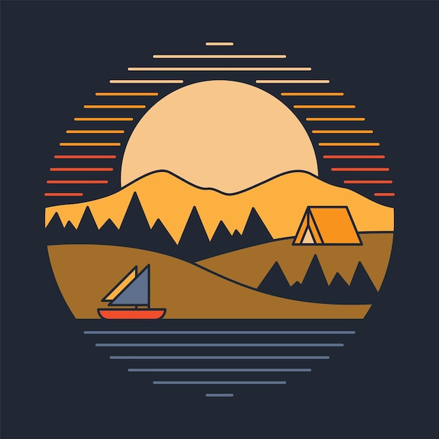 Camping and beauty night graphic illustration vector art tshirt design