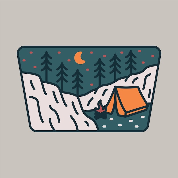 Camping at beauty night graphic illustration vector art tshirt design