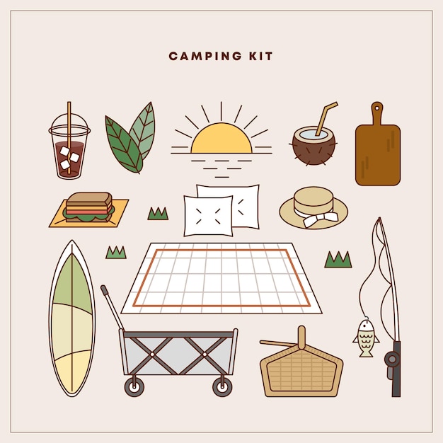 Camping Element Vector Illustration Set