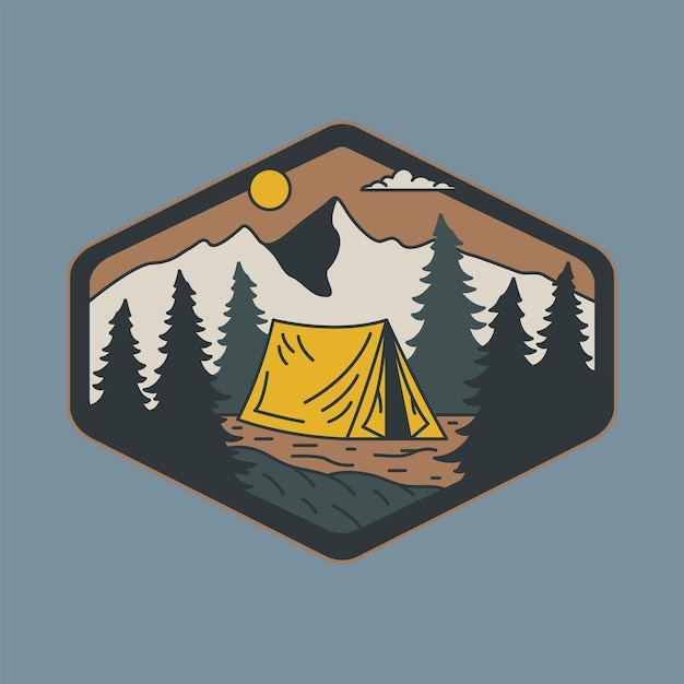 Camping in the forest graphic illustration vector art tshirt design