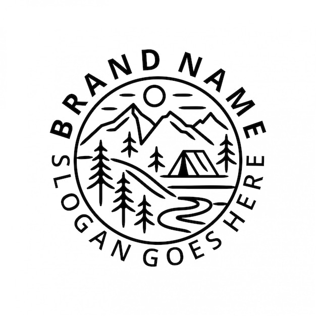 Camping in the Forest logo template