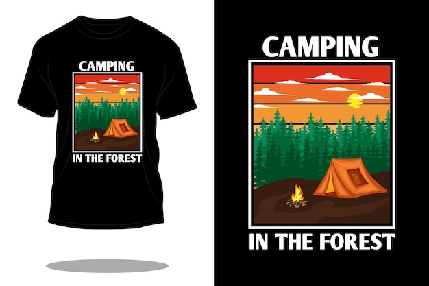 Camping in the forest retro shirt design