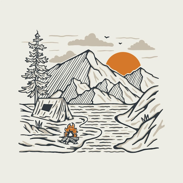 Camping in the good nature graphic illustration vector art tshirt design