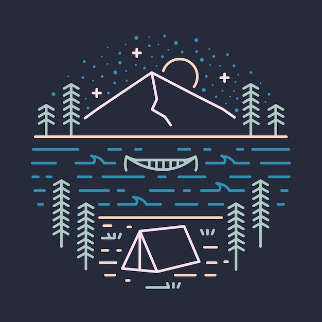 Camping at good place in the nature at night graphic illustration vector art tshirt design