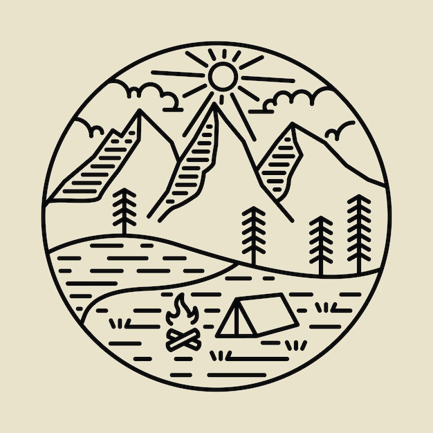 Camping in the great nature graphic illustration vector art tshirt design