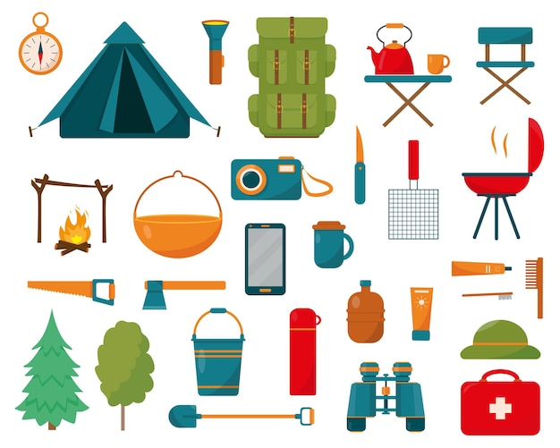 Camping and hiking equipment set