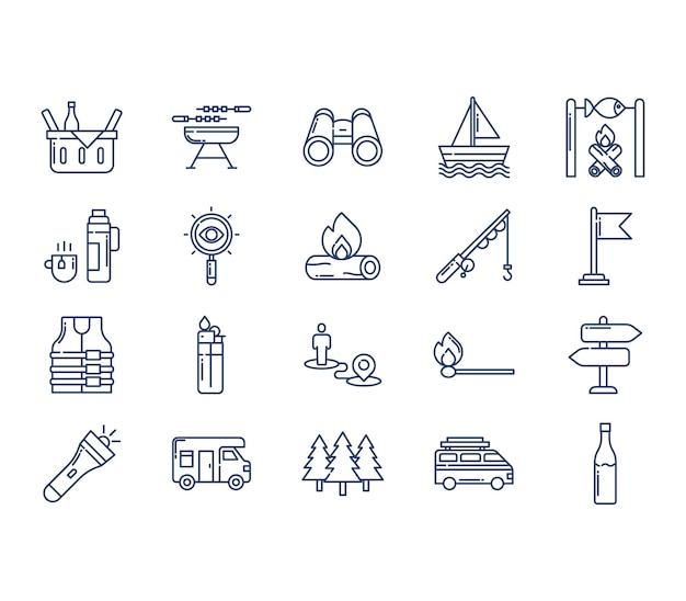 Camping and hiking icon set