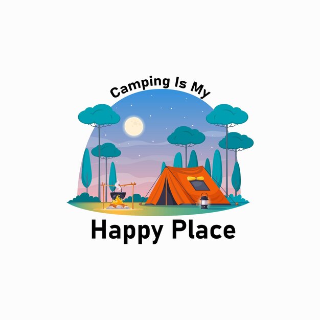 Camping is my happy place tshirt design