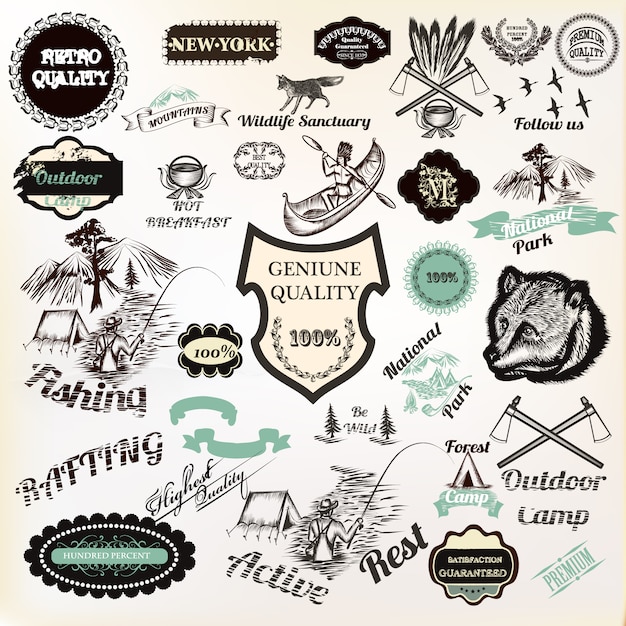 Camping labels collection