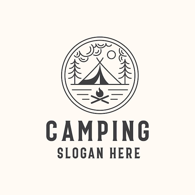 Camping Lineart Badge Template