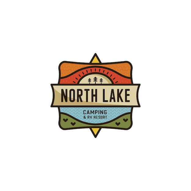 Camping logo template. North lake patch and badge flat design emblem