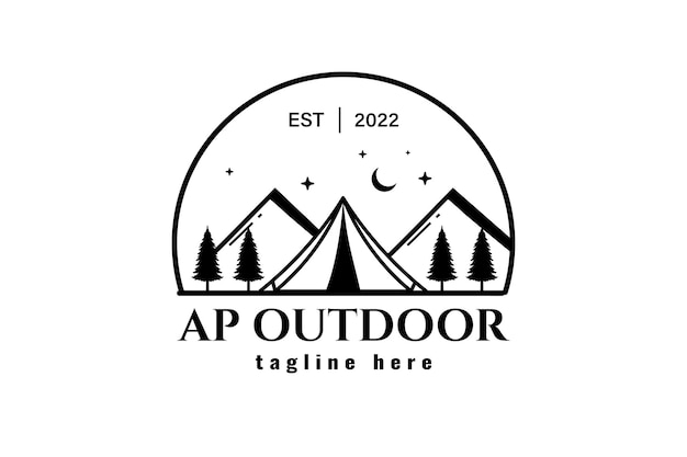 camping logos consisting of mountains