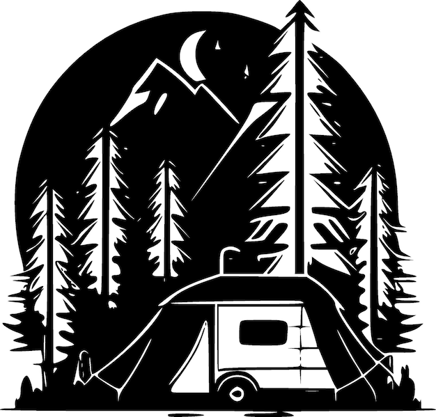 Camping Minimalist and Flat Logo Vector illustration