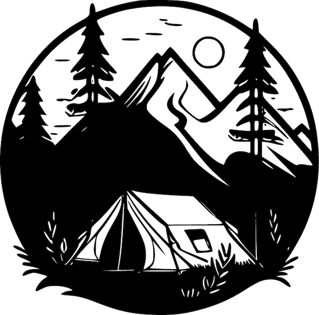 Camping Minimalist and Simple Silhouette Vector illustration