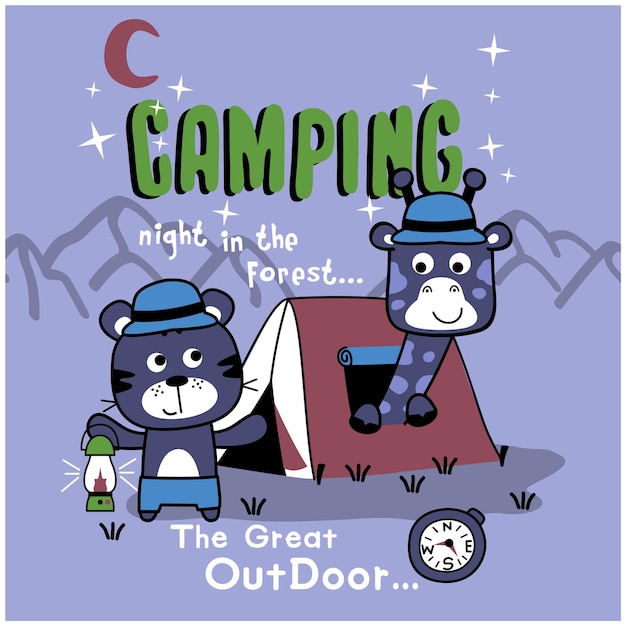 Vector the camping moment funny animal cartoon